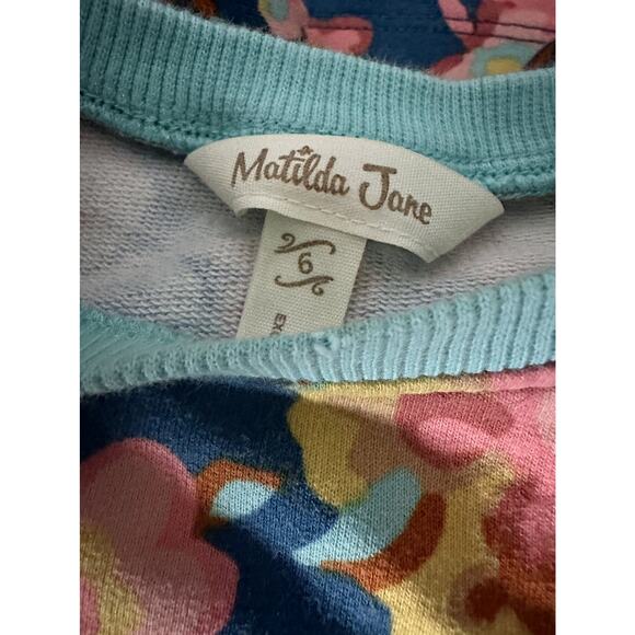 Matilda Jane Wonderment Flower Forest Blue Pink Long Sleeve Ruffle Tunic Top 6 - Picture 7 of 8